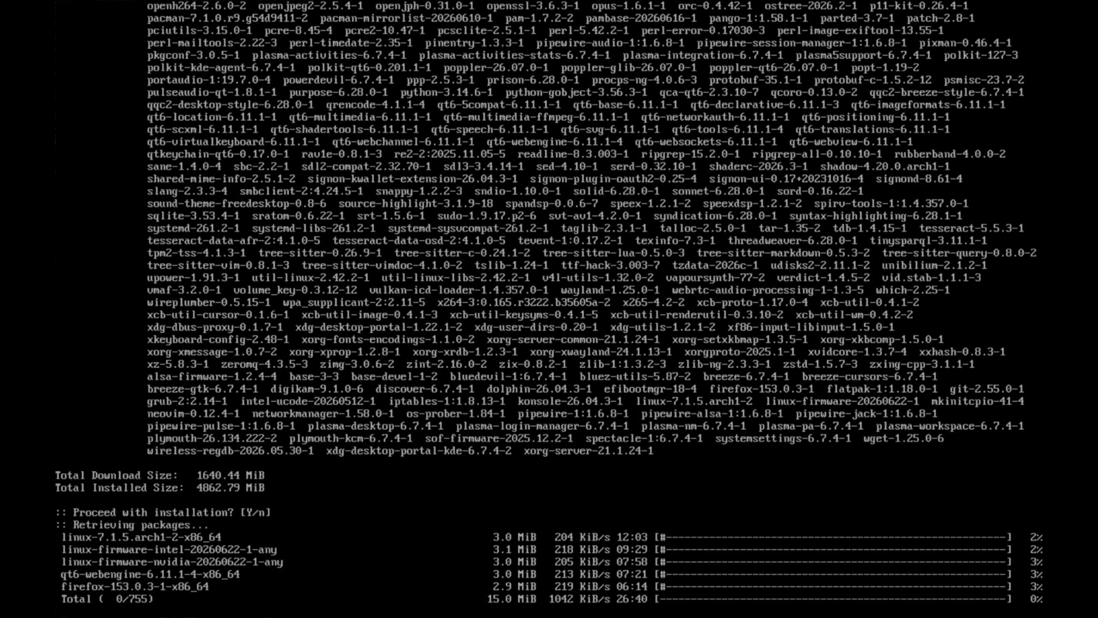 Memora OS Installer: Installation progress