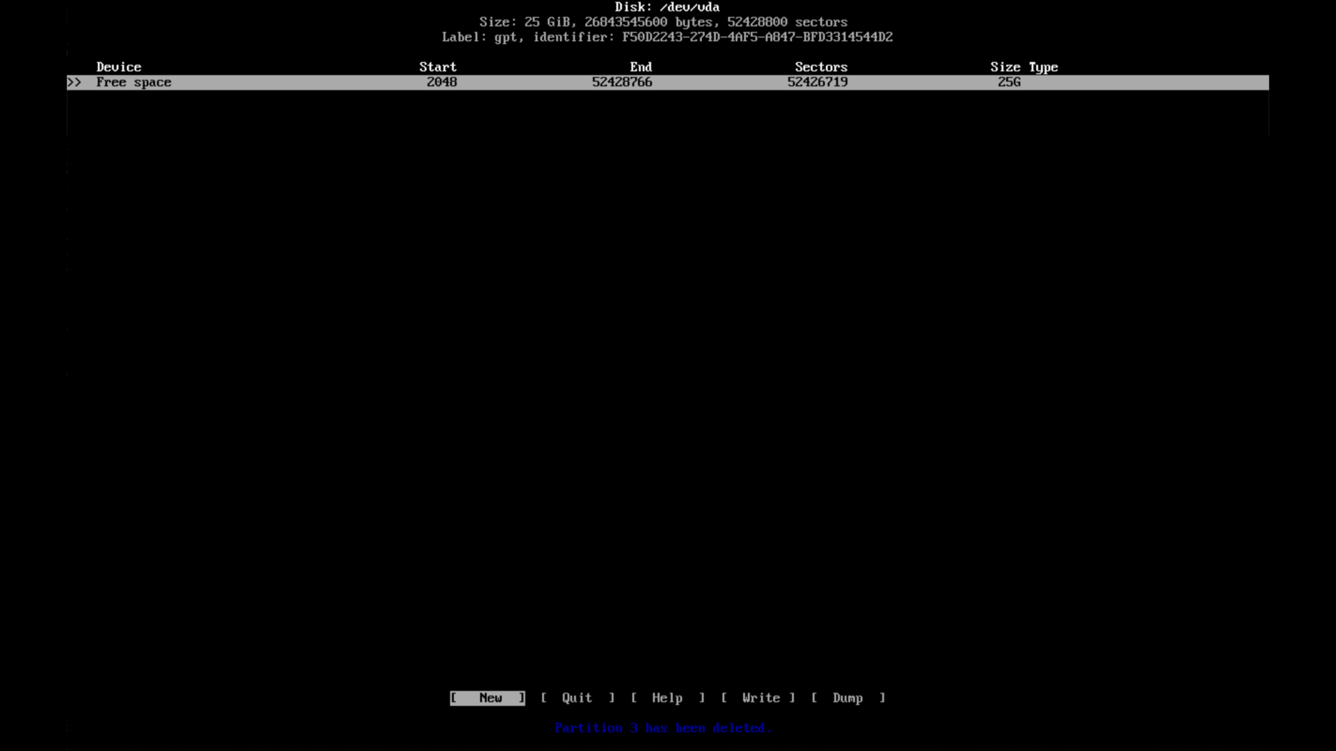 Cfdisk Visual Partition