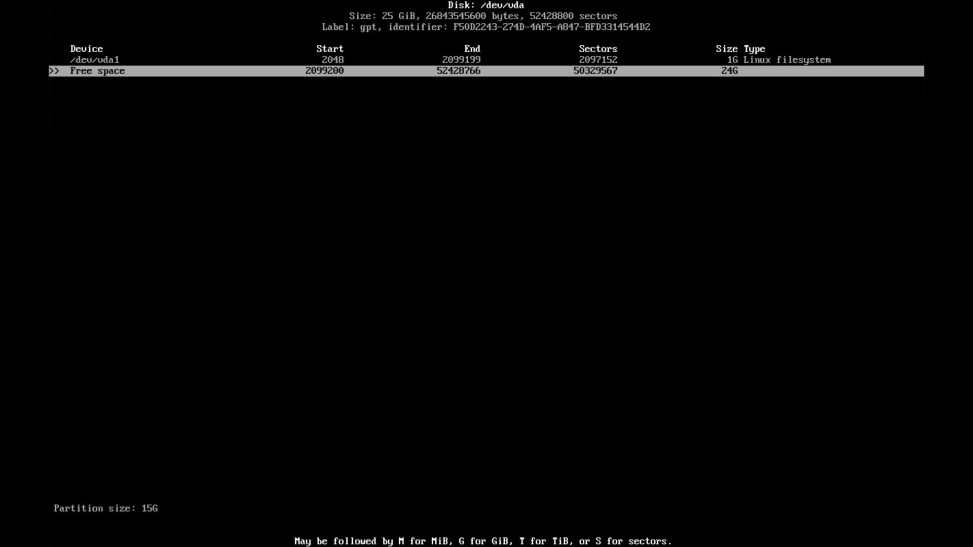 Cfdisk Root Partition