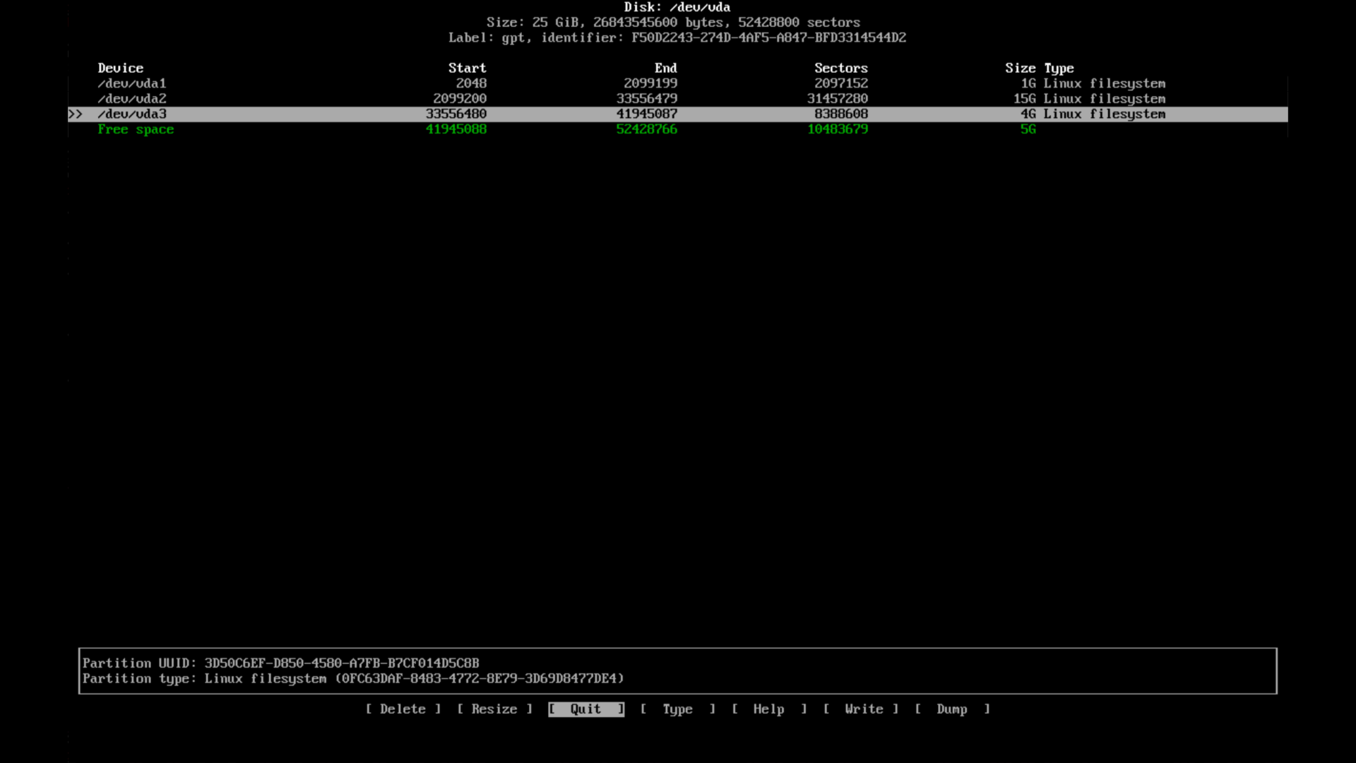 Cfdisk Root Partition