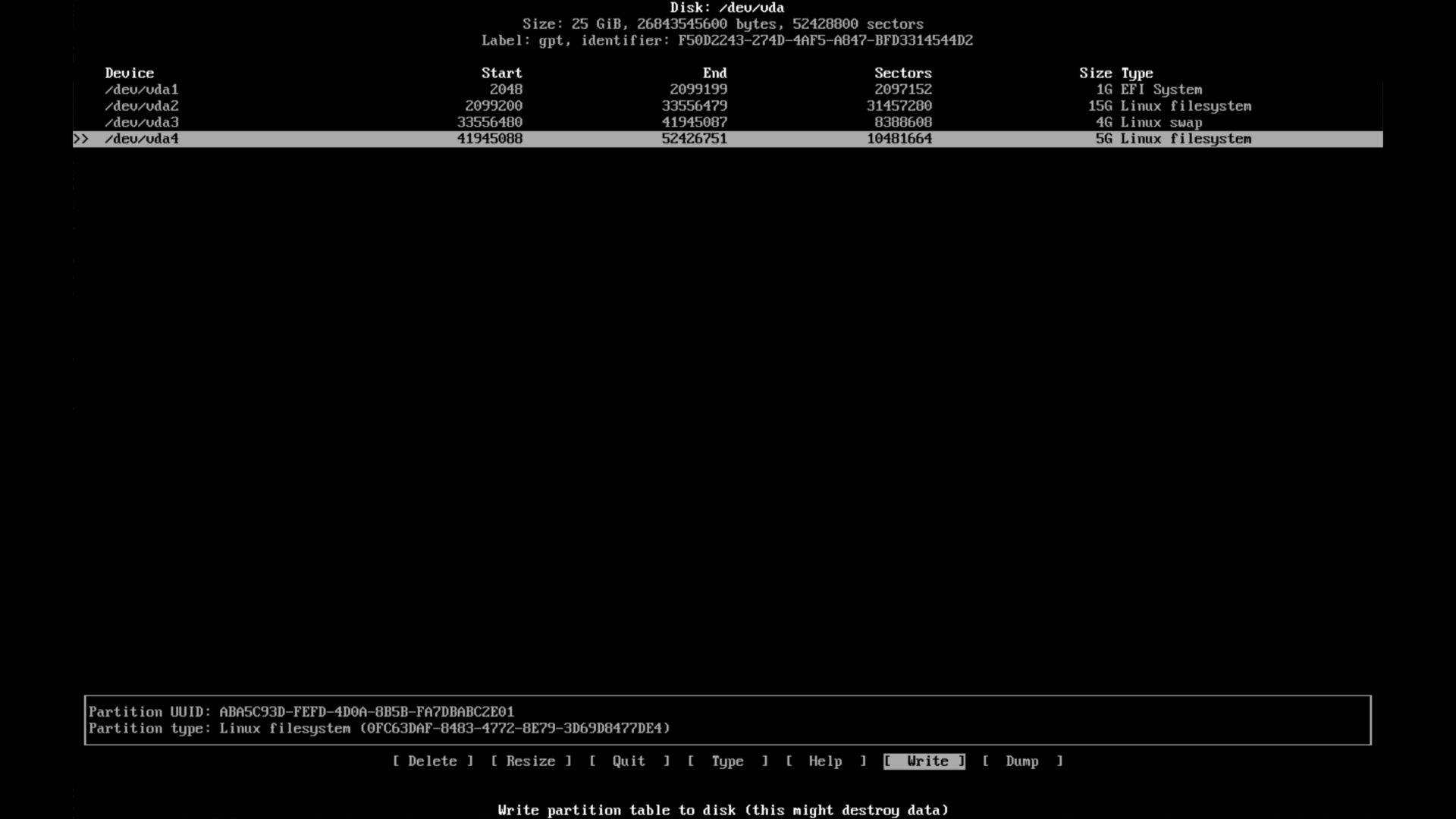 Cfdisk Root Partition