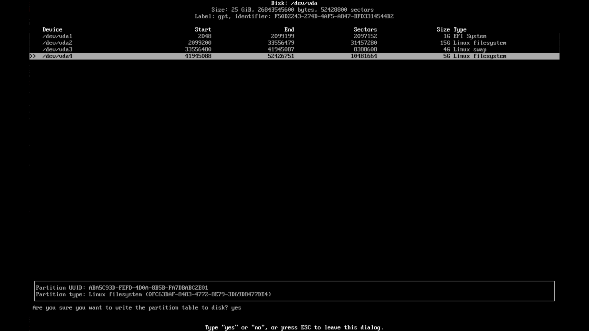 Cfdisk Save and Quit