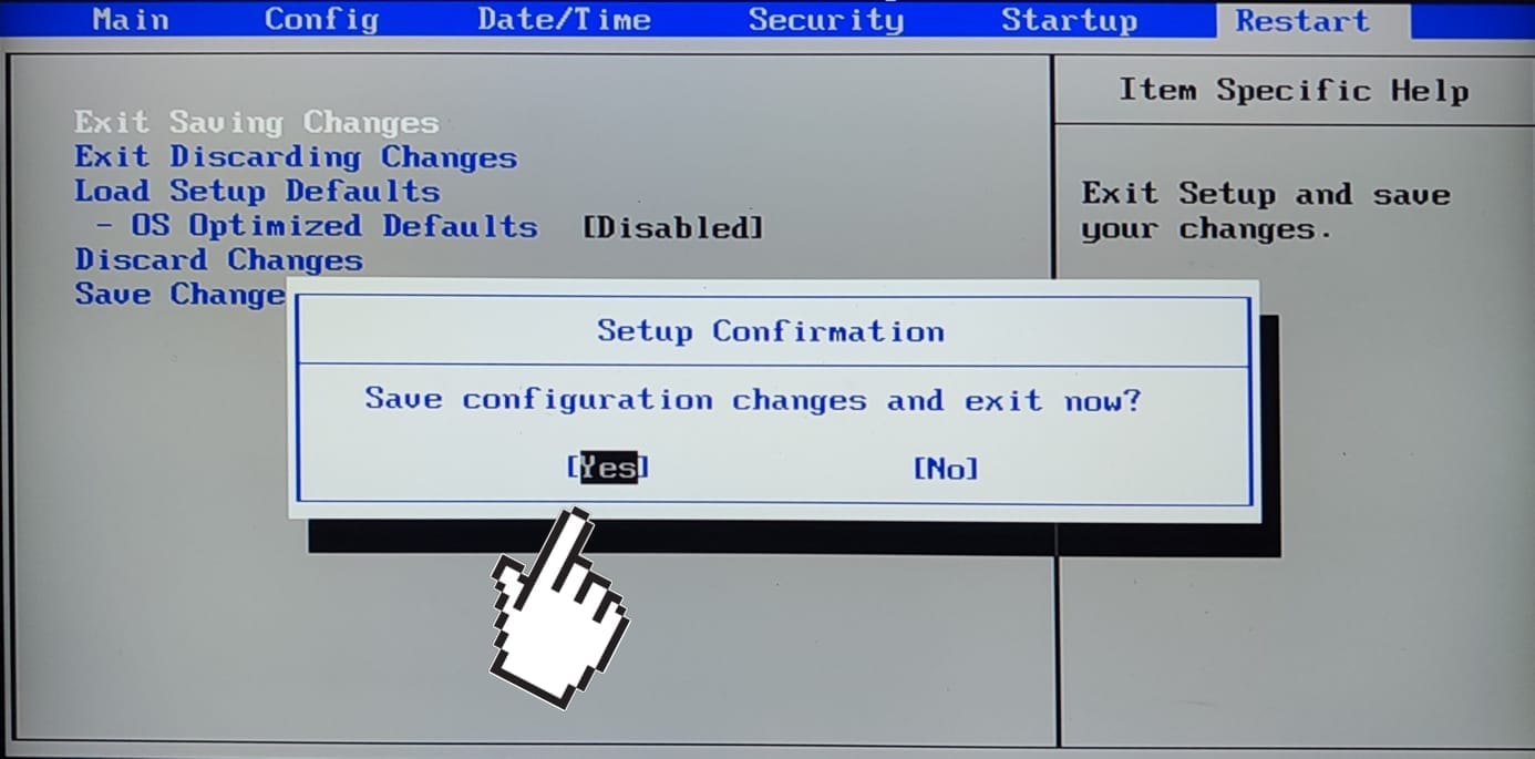 Save and Exit BIOS